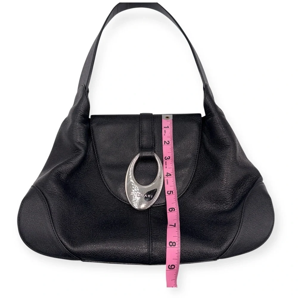Vintage Bvlgari Catherine Black Pebbled Leather Shoulder Bag